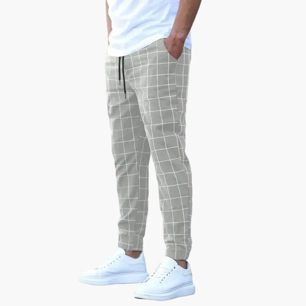 Jogging homme coupe fuselée style urbain à motif carreaux pour loisirs et détente - Image 5