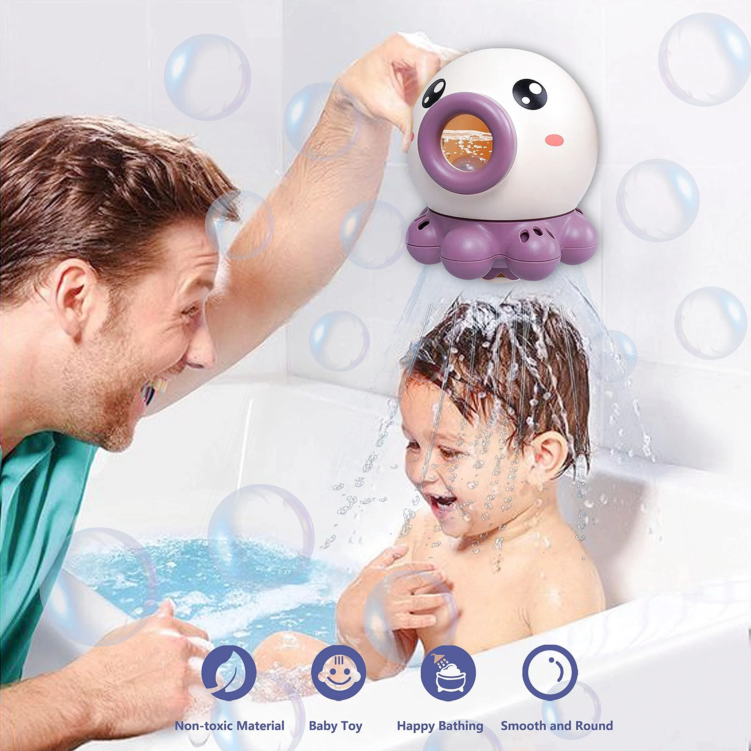Jouet de Bain Bébé Pulvérisateur Poulpe pour Garçons et Filles – Jouet Éducatif et Ludique pour Baignoire et Piscine – Idéal pour 0 à 5 Ans - Image 2