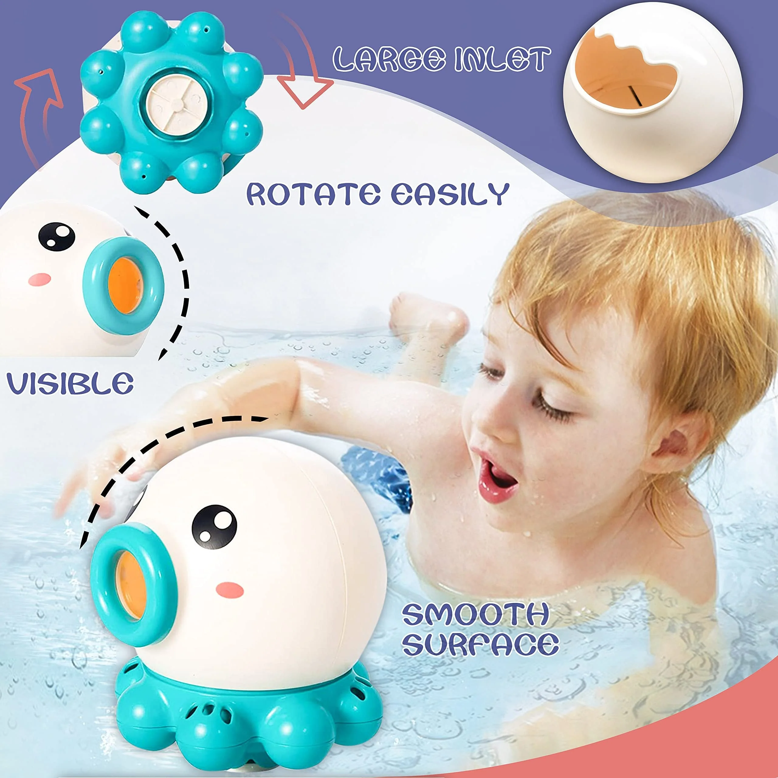 Jouet de Bain Bébé Pulvérisateur Poulpe pour Garçons et Filles – Jouet Éducatif et Ludique pour Baignoire et Piscine – Idéal pour 0 à 5 Ans - Image 4