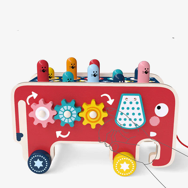 Jouet éducatif enfant - Jeu de marteau et d'éveil sensoriel éléphant à tirer - Image 3