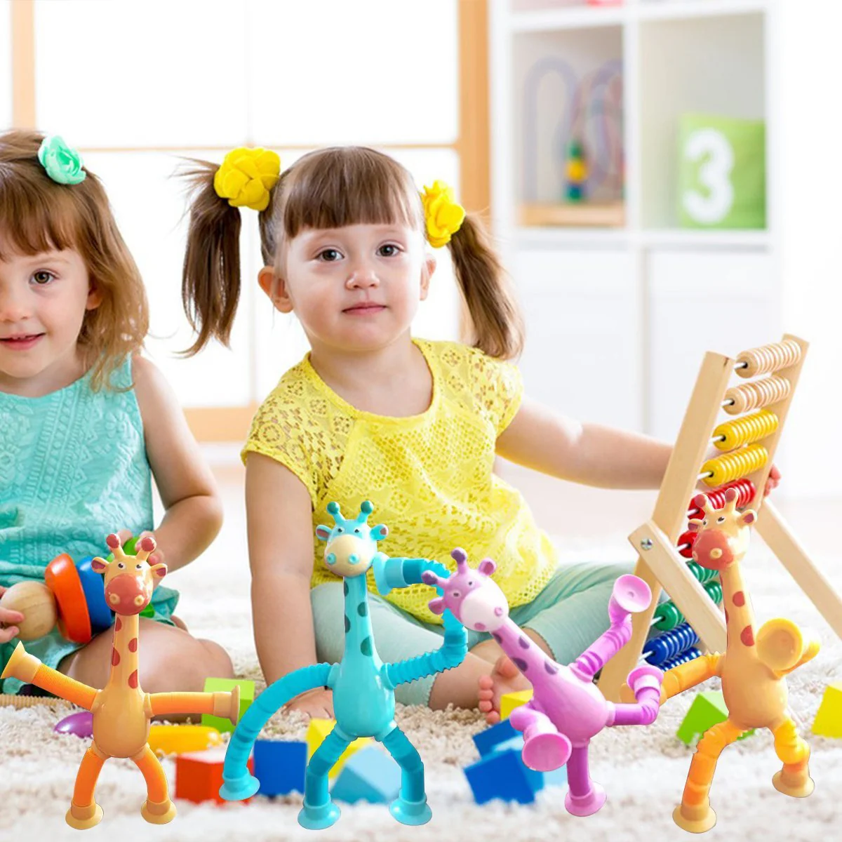 Jouet Girafe Télescopique à Ventouse pour Bébé et Enfant – Jouet Éducatif et Sensoriel Ludique - Image 2