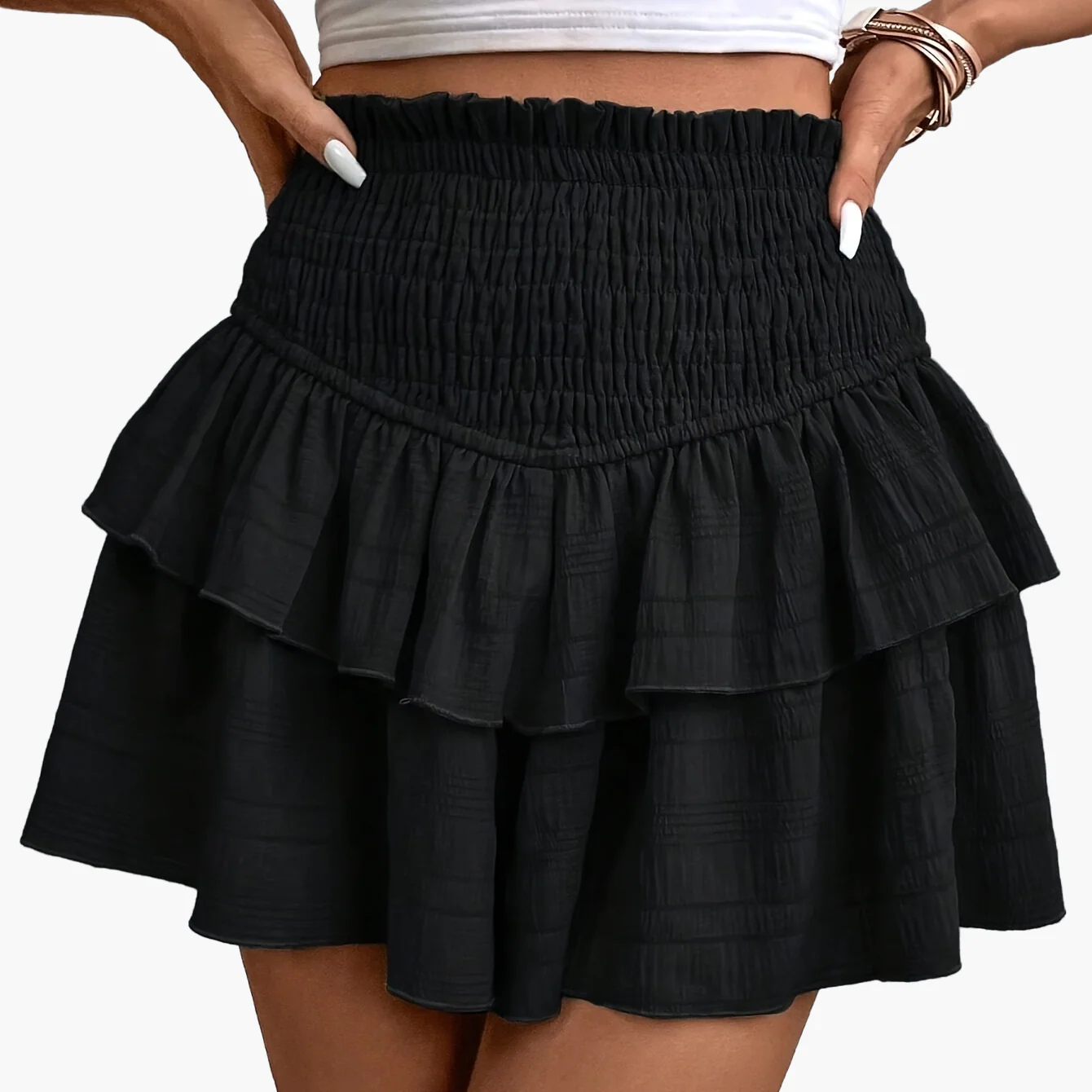 Jupe Courte Femme à Volants Style Bohème Casual Été - Image 3