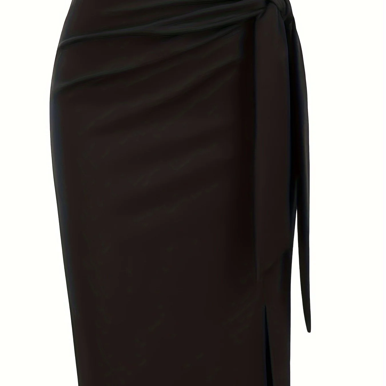 Jupe crayon élégante femme nouée à la taille, fente latérale, style bureau ou soirée - Image 11
