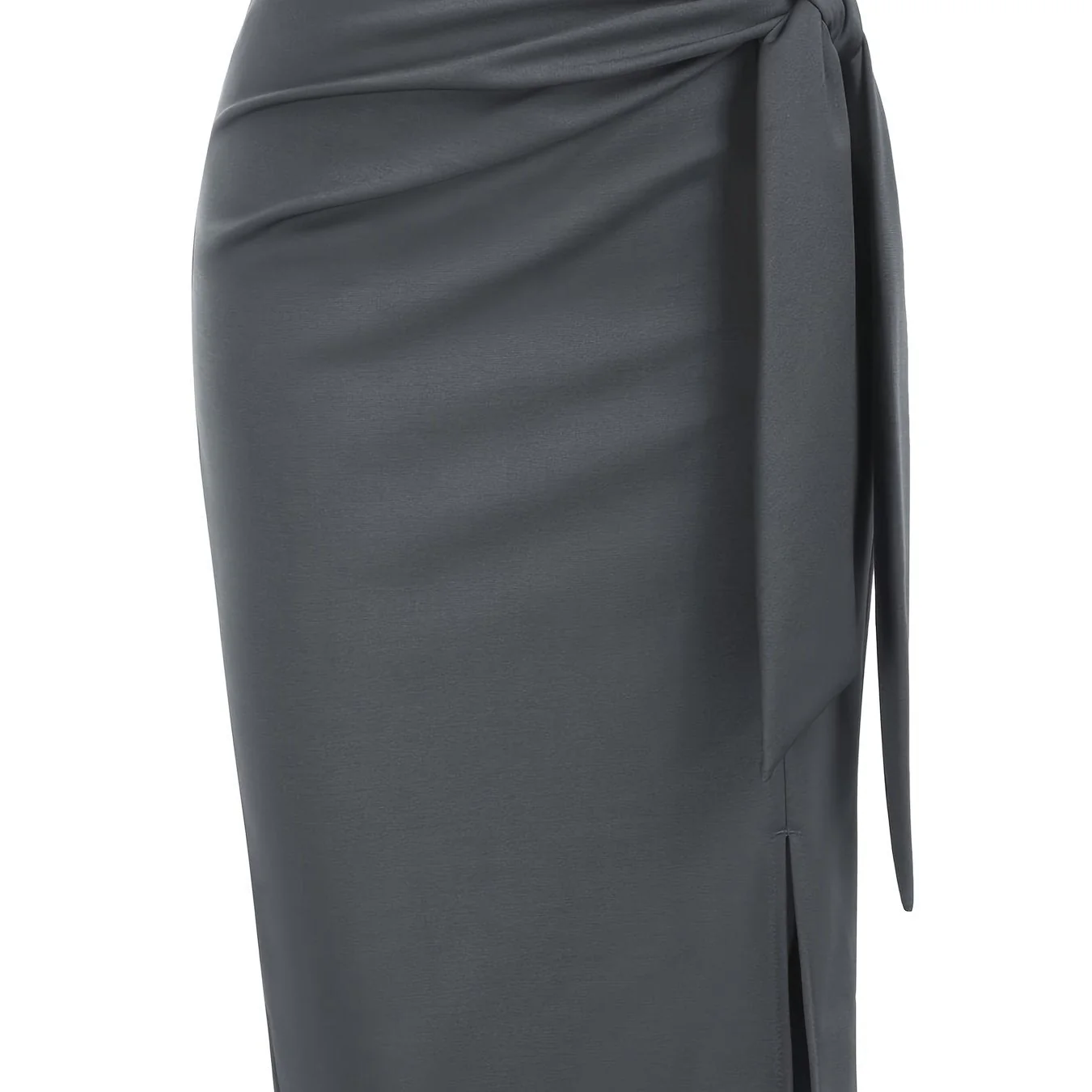 Jupe crayon élégante femme nouée à la taille, fente latérale, style bureau ou soirée - Image 12