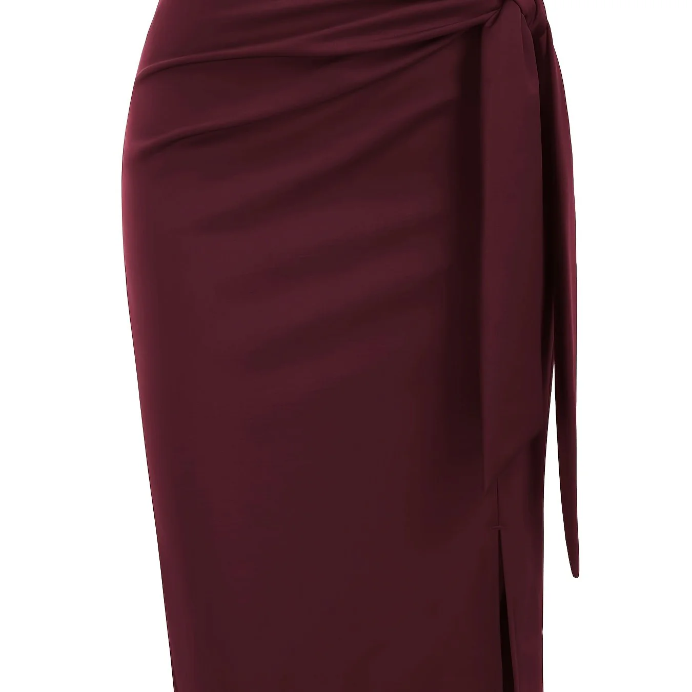 Jupe crayon élégante femme nouée à la taille, fente latérale, style bureau ou soirée - Image 15