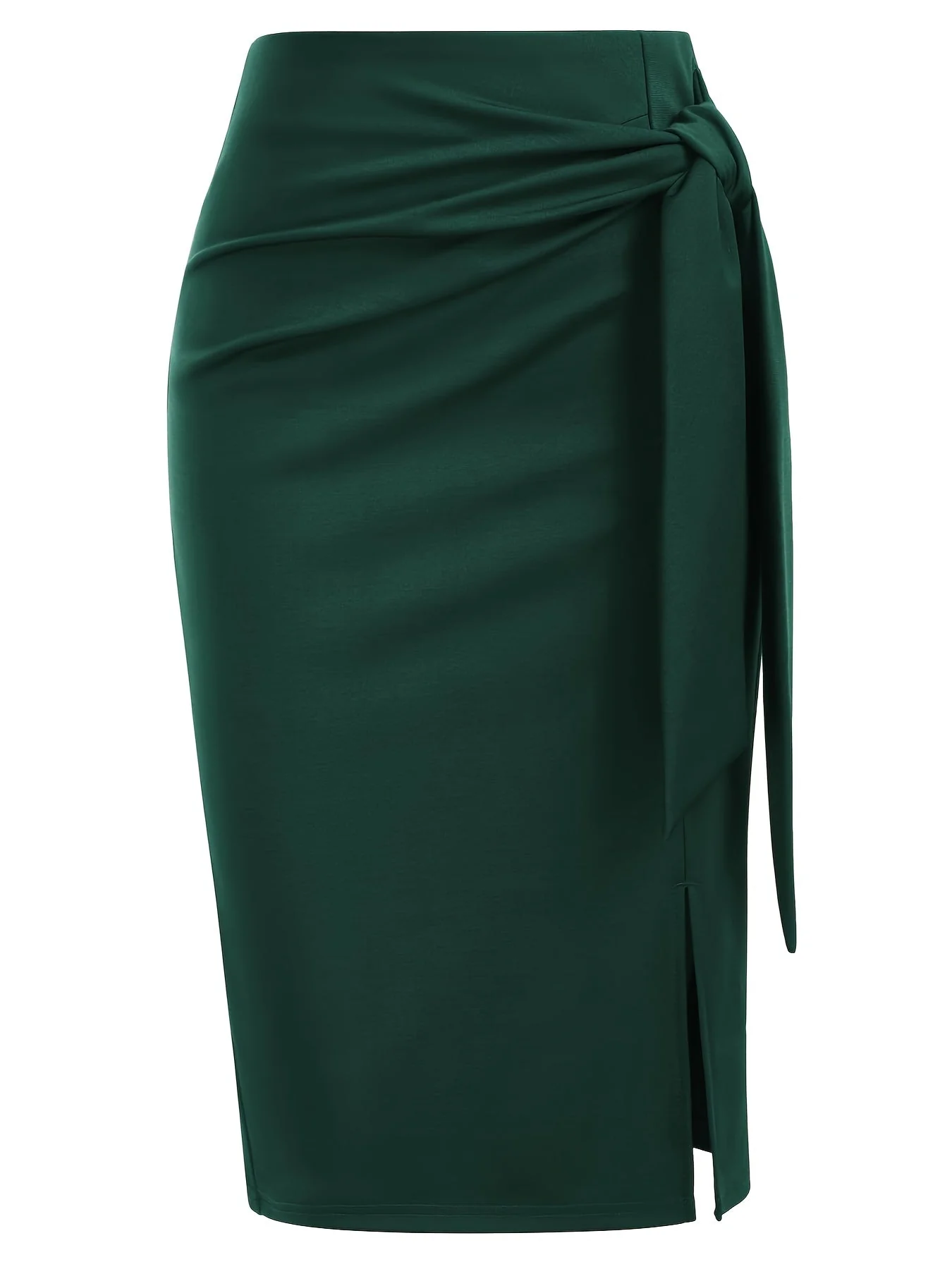 Jupe crayon élégante femme nouée à la taille, fente latérale, style bureau ou soirée - Image 3