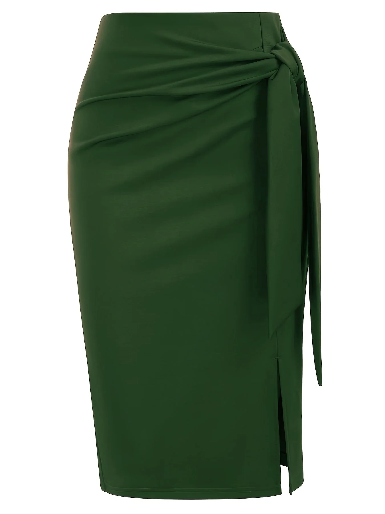 Jupe crayon élégante femme nouée à la taille, fente latérale, style bureau ou soirée - Image 8