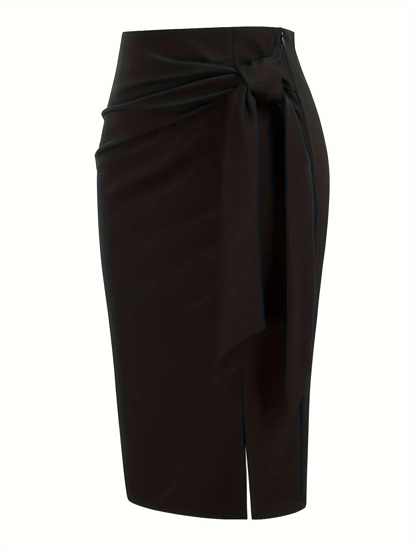Jupe crayon élégante femme nouée à la taille, fente latérale, style bureau ou soirée - Image 9