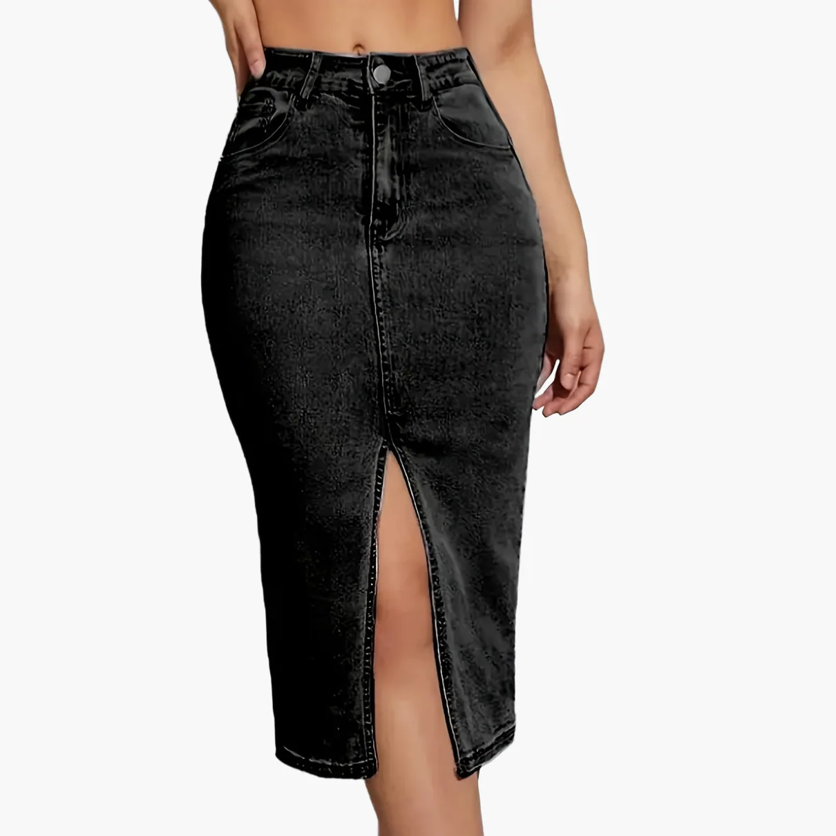 Jupe crayon fendue à taille haute pour femme, style casual chic, idéale pour l'été - Image 12