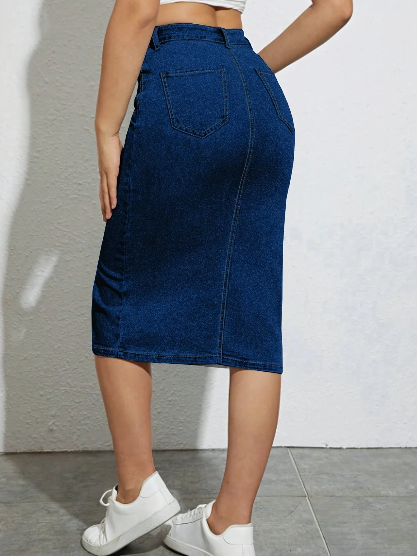Jupe crayon fendue à taille haute pour femme, style casual chic, idéale pour l'été - Image 4