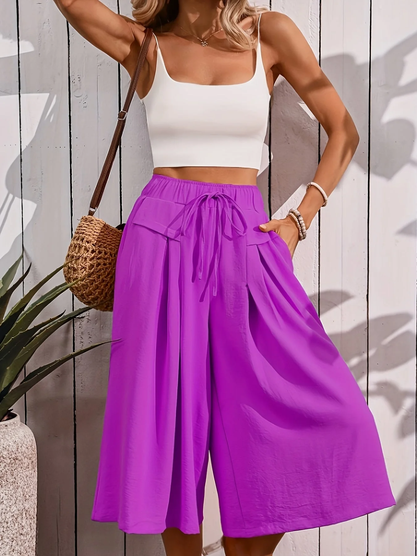 Jupe-culotte ample femme style élégant pour l'été, coupe large et décontractée - Image 10