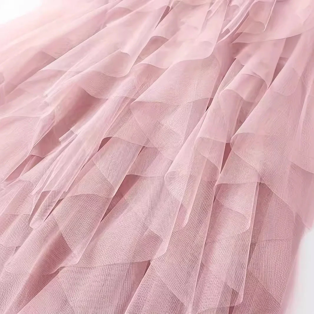 Jupe longue asymétrique en tulle style doux femme pour occasions spéciales et tenues élégantes - Image 5