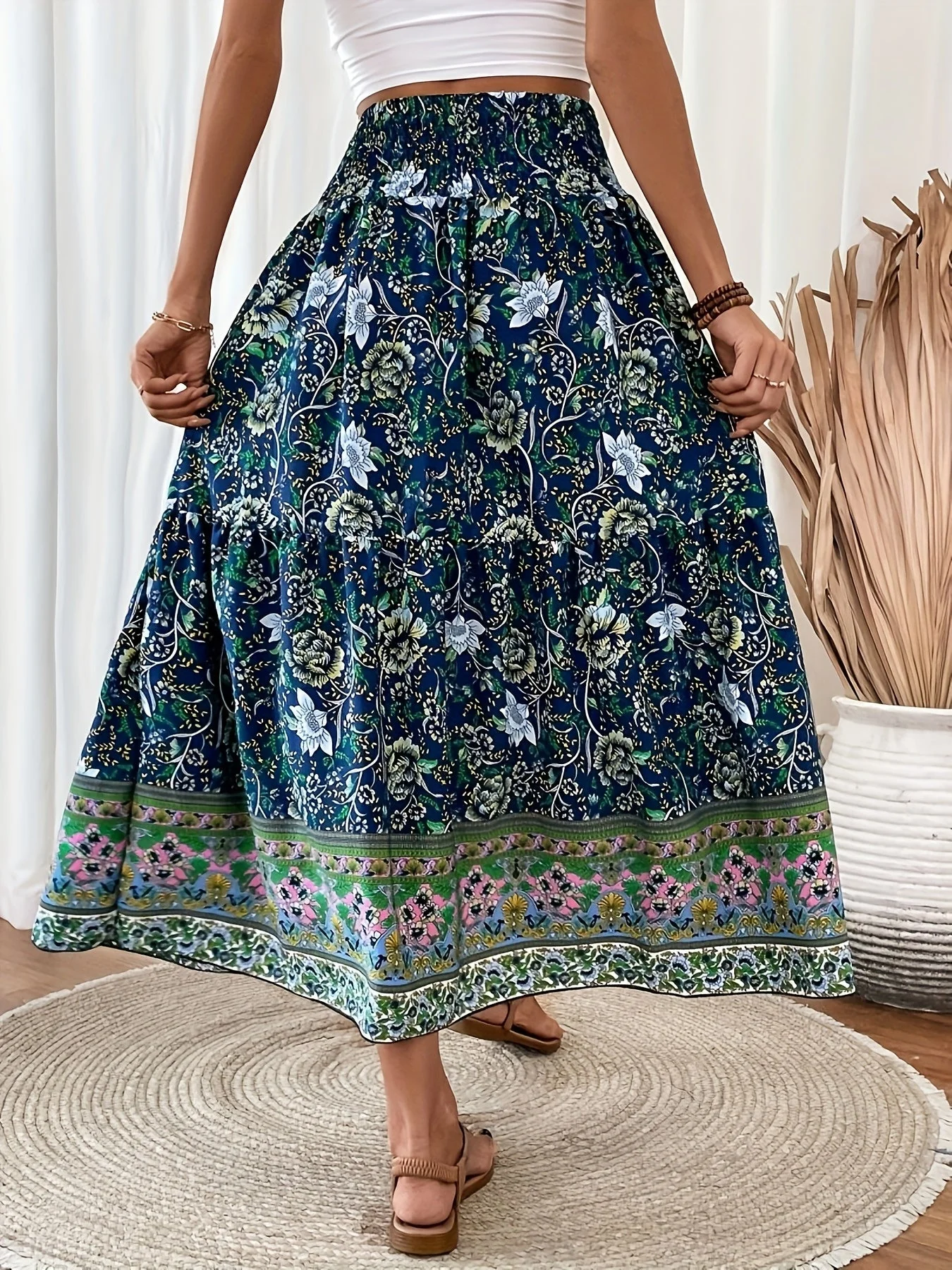 Jupe longue bohème à motif floral pour femme, style été élégant - Image 10