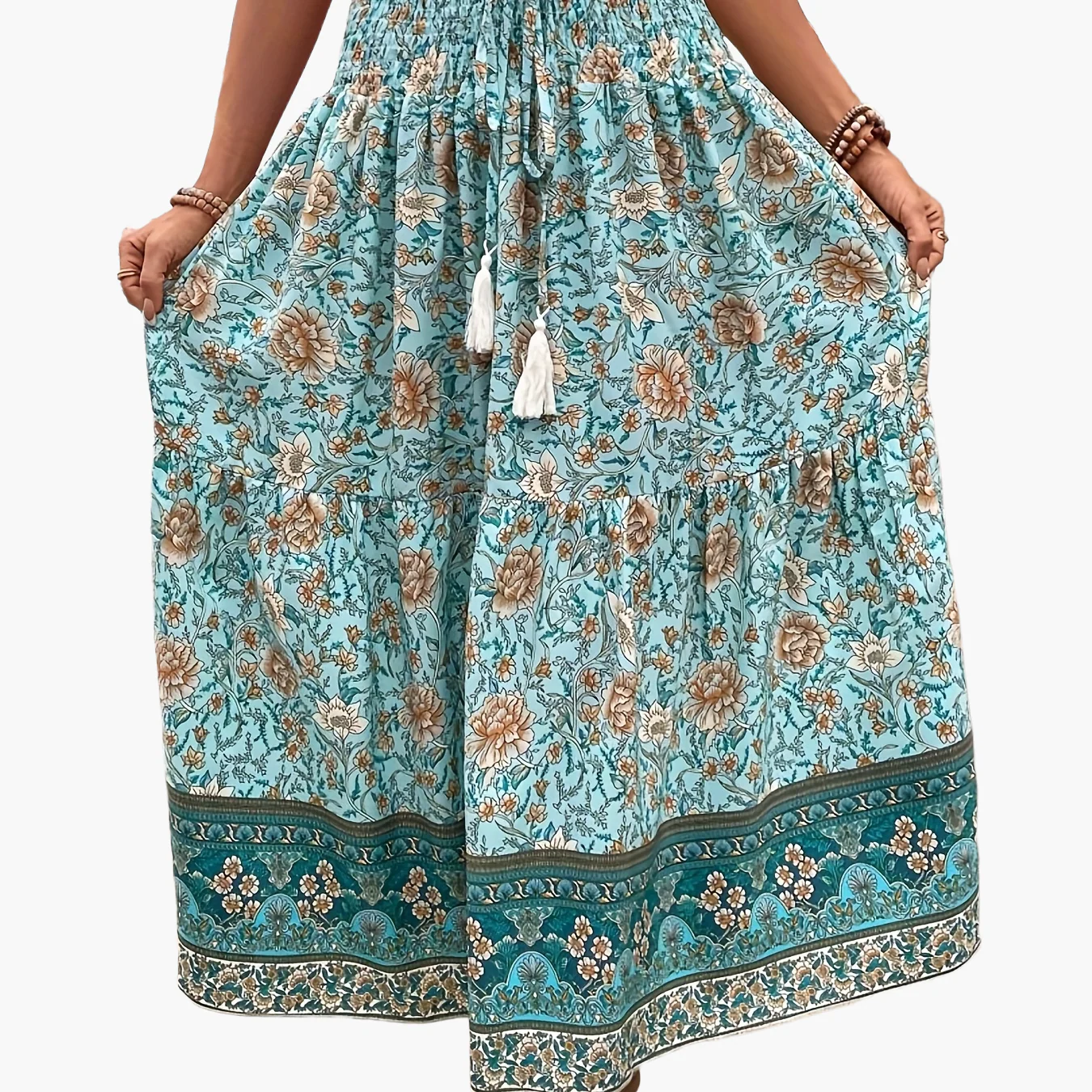 Jupe longue bohème à motif floral pour femme, style été élégant - Image 12
