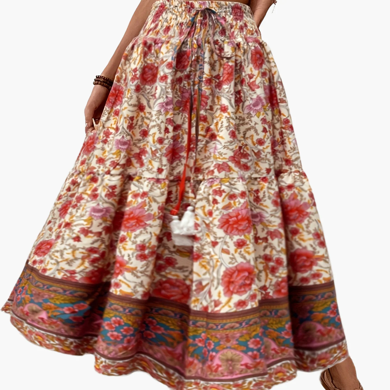 Jupe longue bohème à motif floral pour femme, style été élégant - Image 13