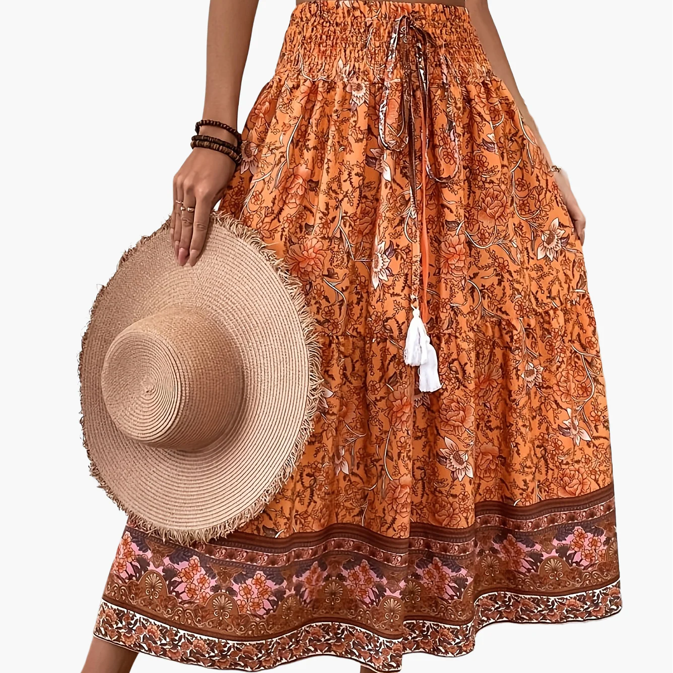 Jupe longue bohème à motif floral pour femme, style été élégant - Image 16