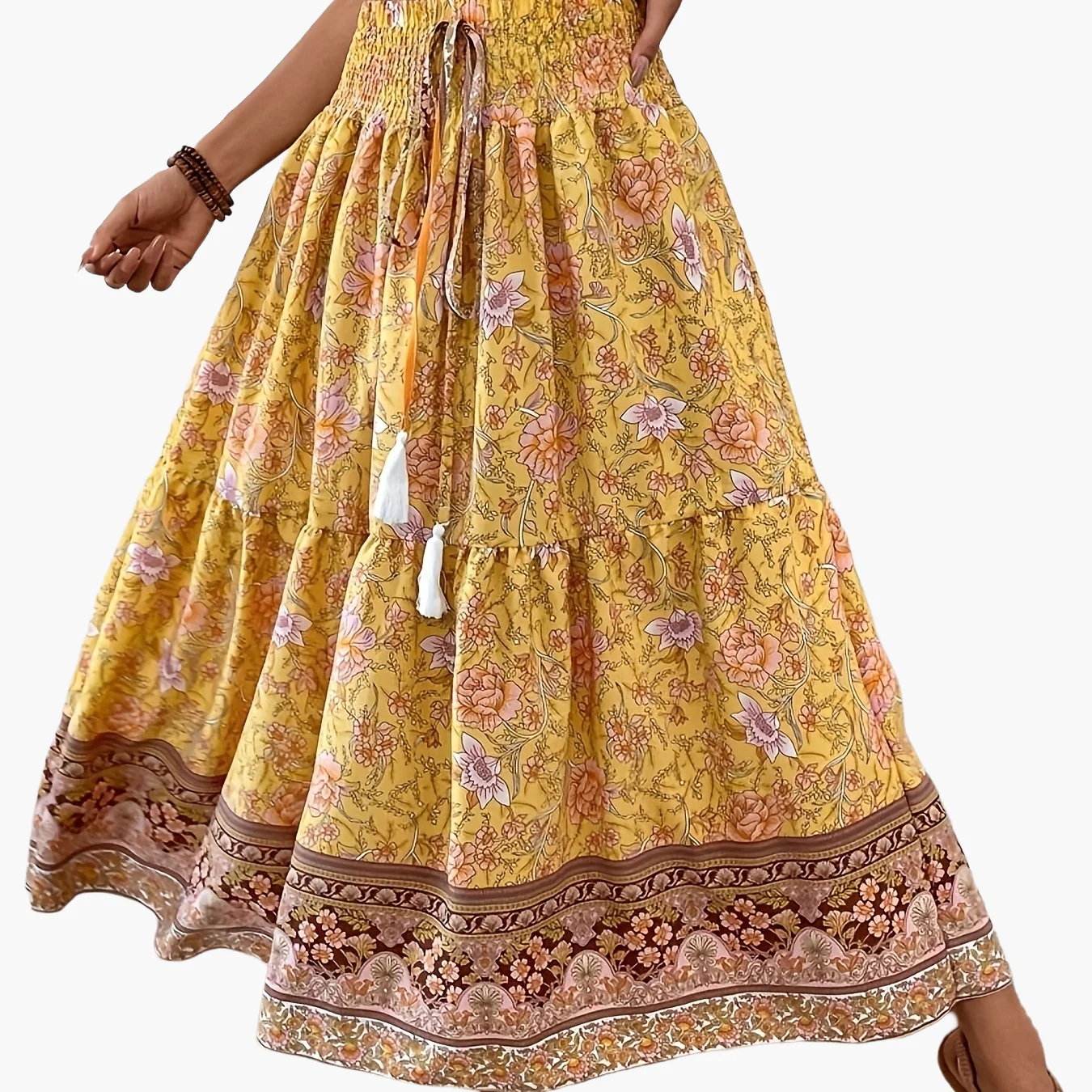 Jupe longue bohème à motif floral pour femme, style été élégant - Image 18