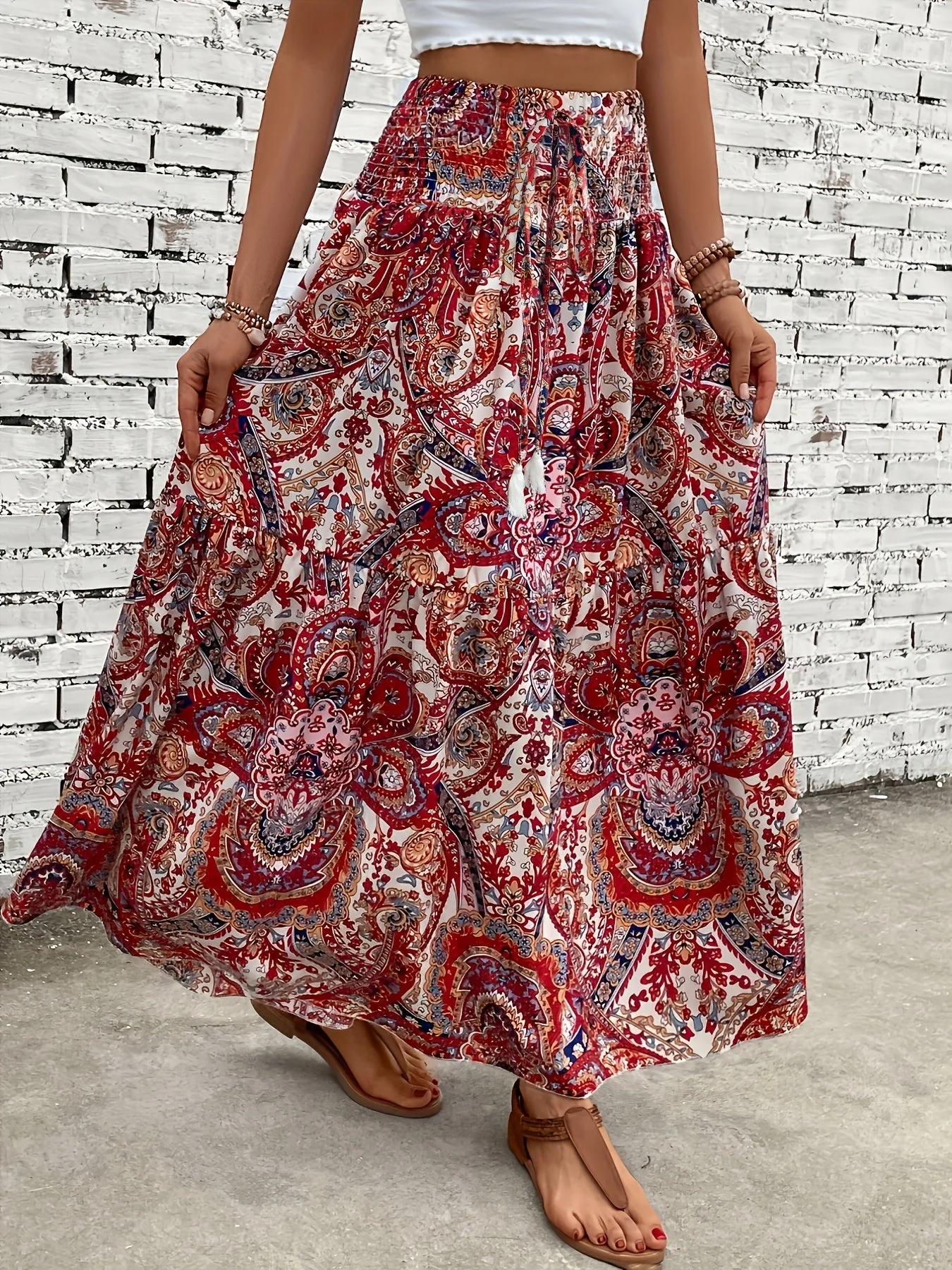 Jupe longue bohème à motif floral pour femme, style été élégant - Image 6