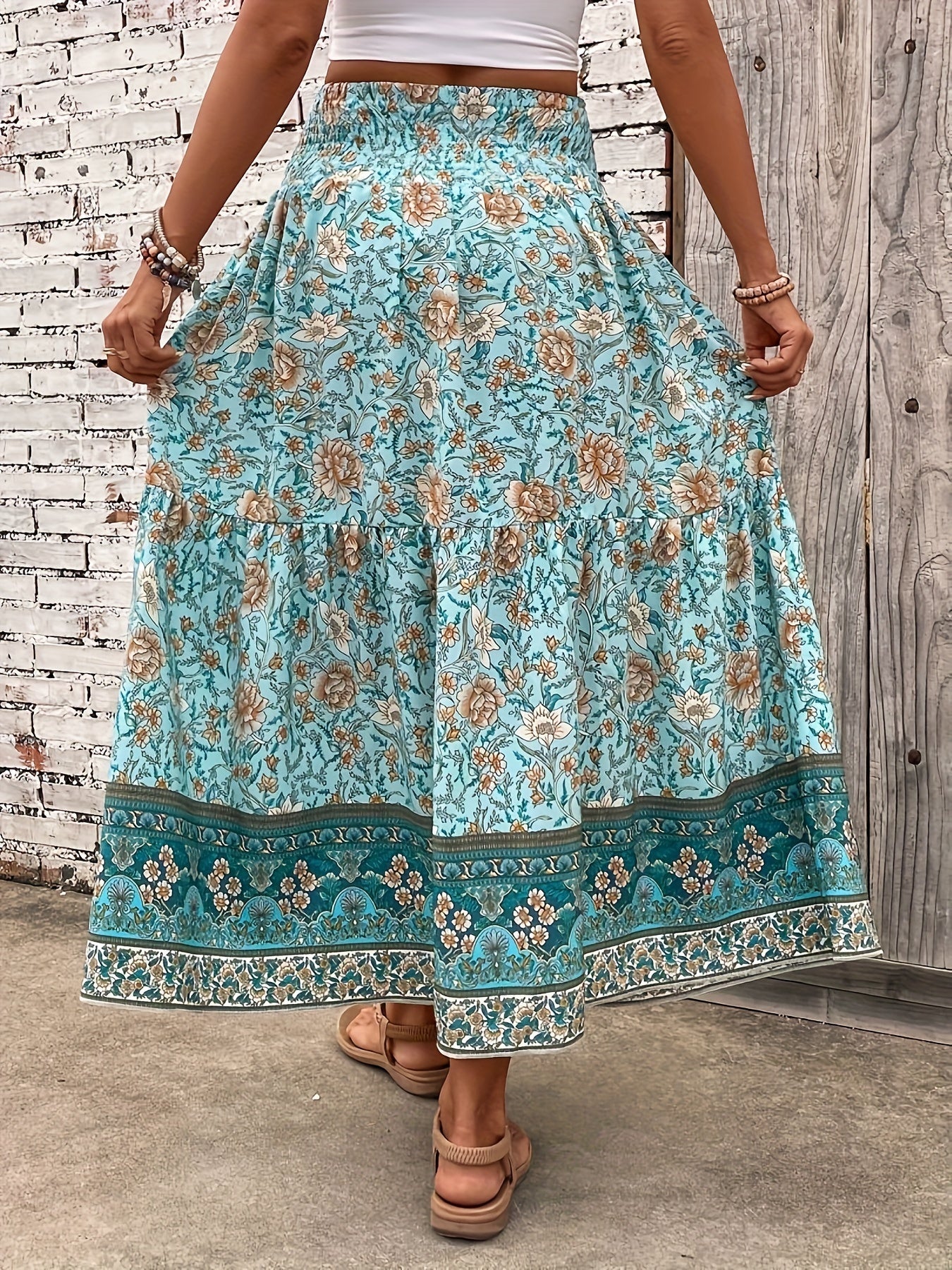 Jupe longue bohème à motif floral pour femme, style été élégant - Image 8