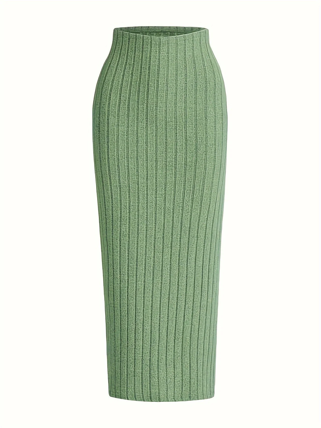 Jupe longue côtelée taille haute pour femme, style casual chic, idéale pour le printemps - Image 2