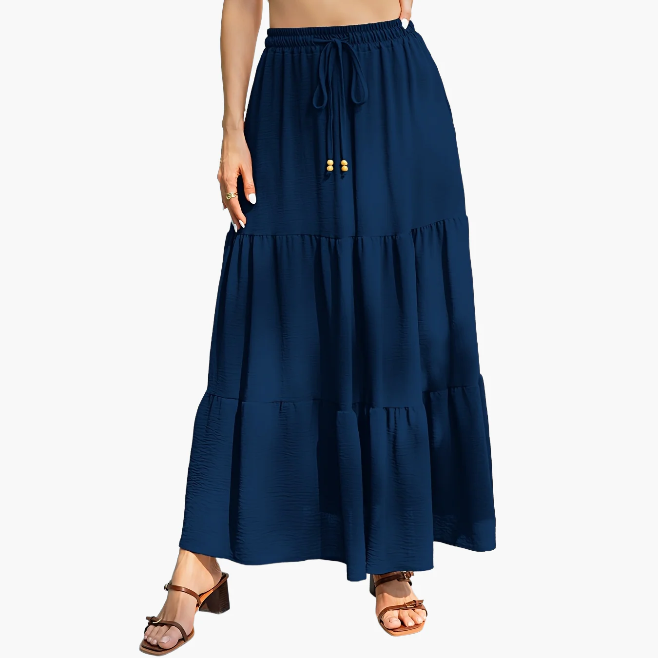 Jupe longue décontractée à volants pour femme, taille élastique, idéale été et plage - Image 14