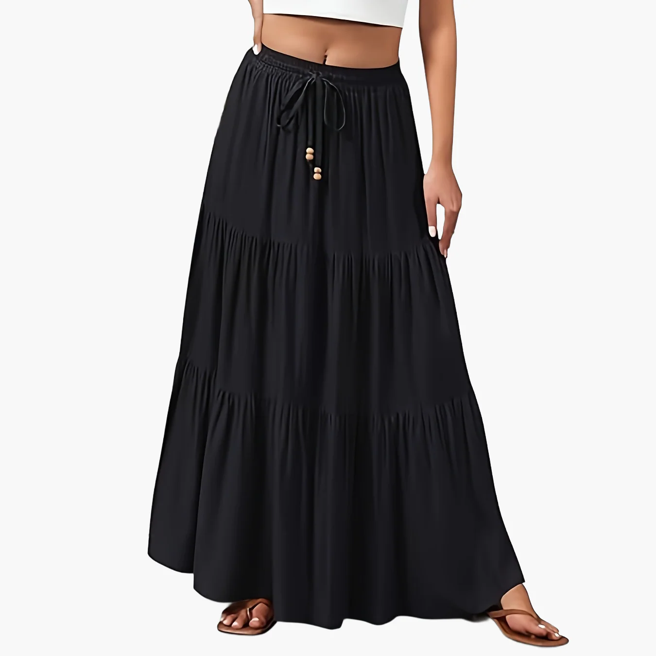 Jupe longue décontractée à volants pour femme, taille élastique, idéale été et plage - Image 16