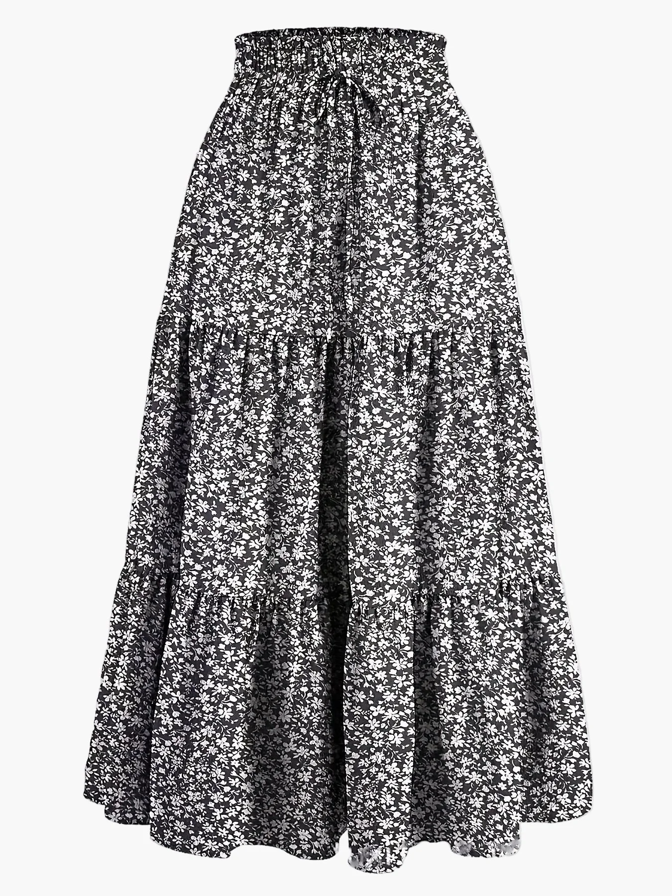Jupe Longue Femme Élégante Taille Haute à Volants, Style Printemps Été, Idéale pour Loisirs et Sorties - Image 11