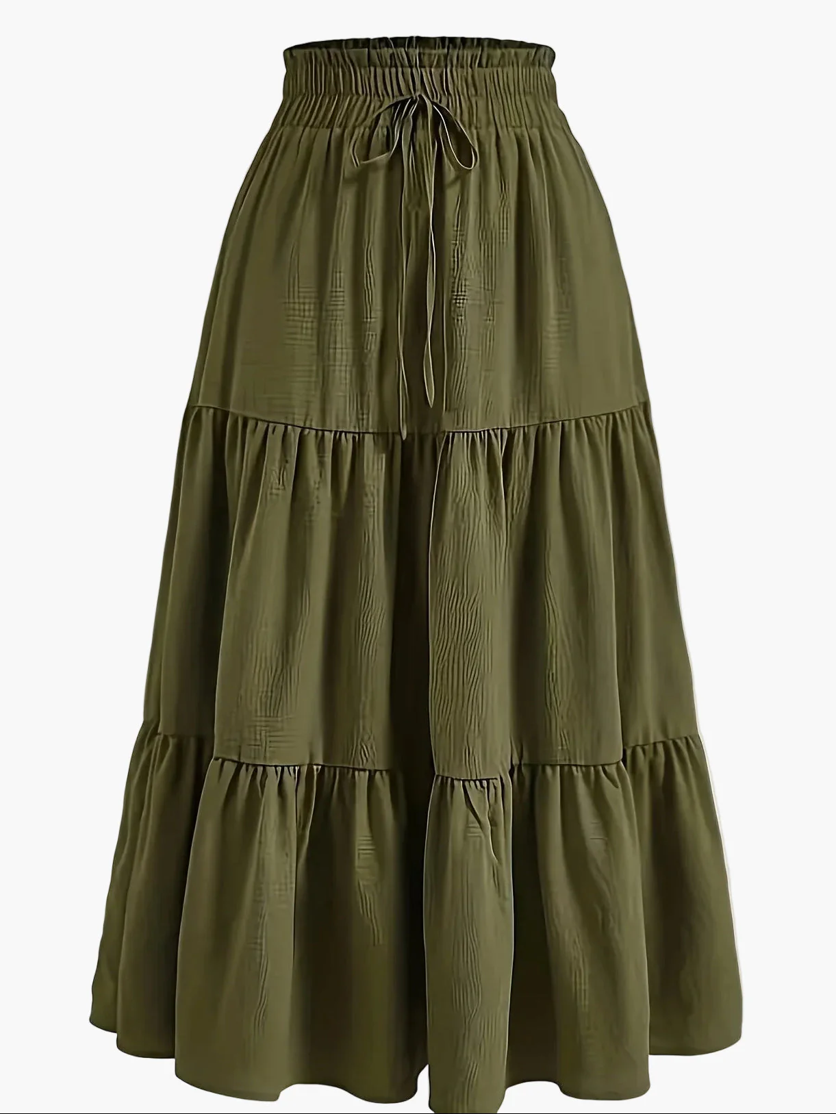 Jupe Longue Femme Élégante Taille Haute à Volants, Style Printemps Été, Idéale pour Loisirs et Sorties - Image 3