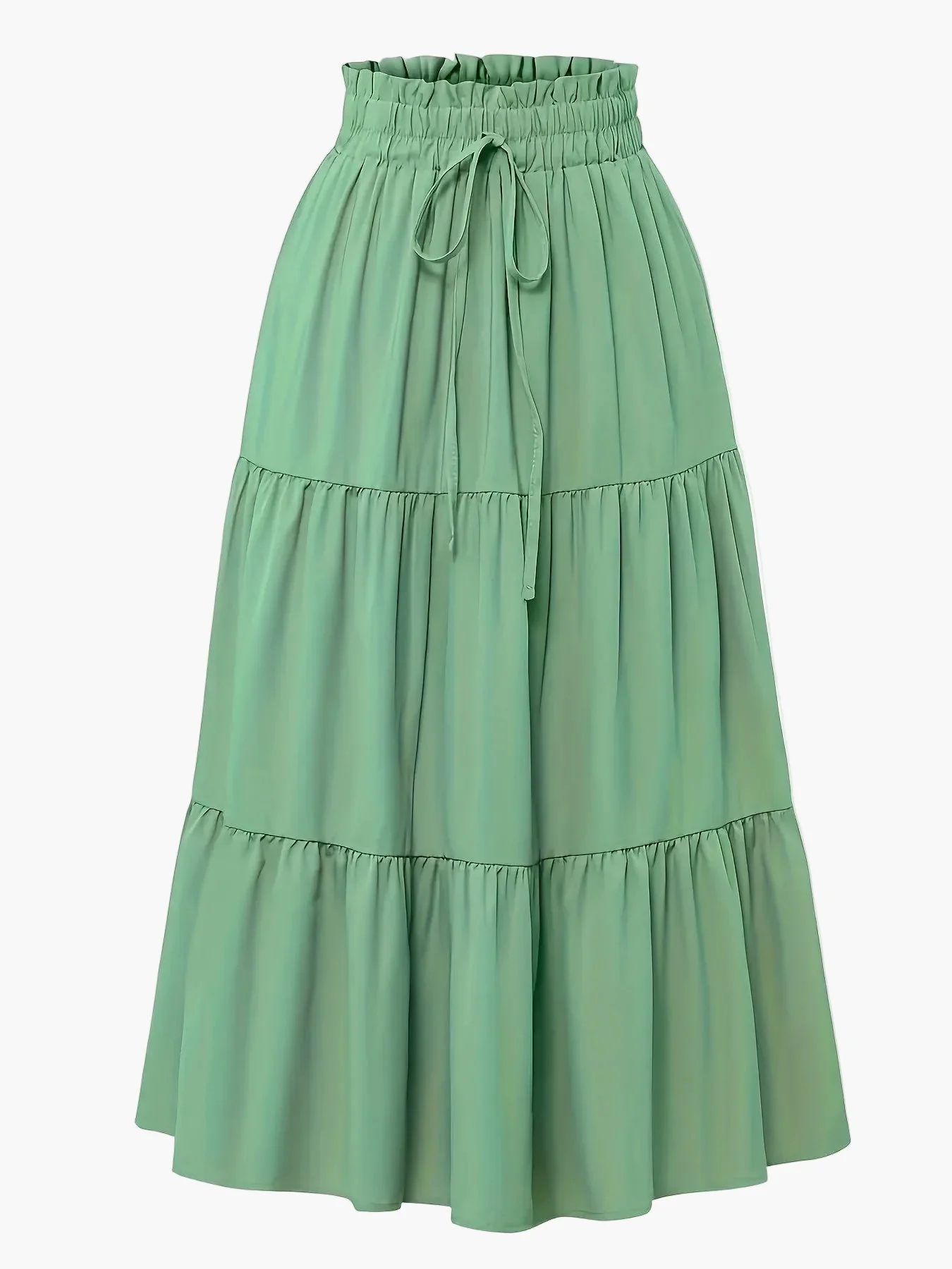 Jupe Longue Femme Élégante Taille Haute à Volants, Style Printemps Été, Idéale pour Loisirs et Sorties - Image 4