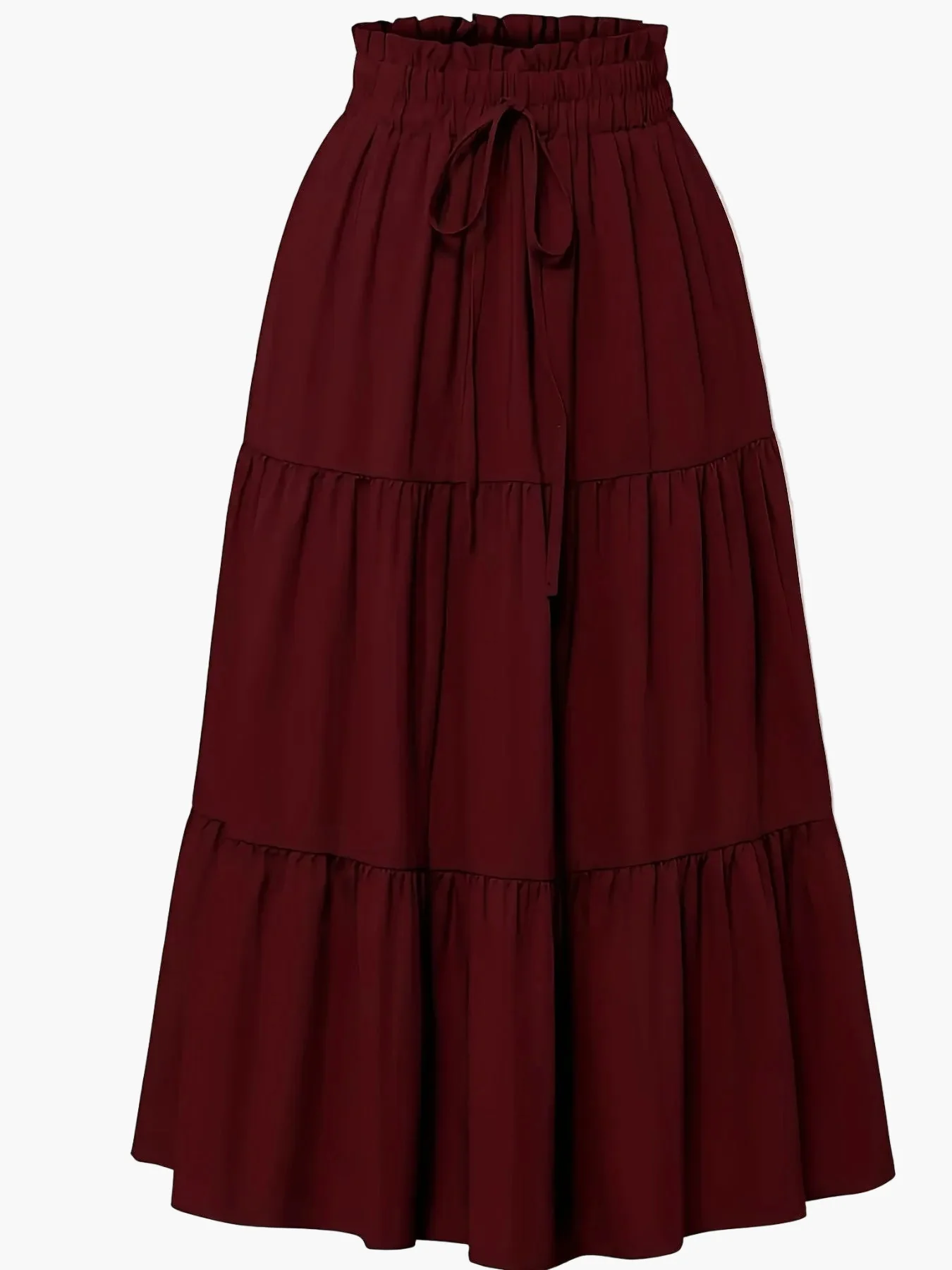 Jupe Longue Femme Élégante Taille Haute à Volants, Style Printemps Été, Idéale pour Loisirs et Sorties - Image 6