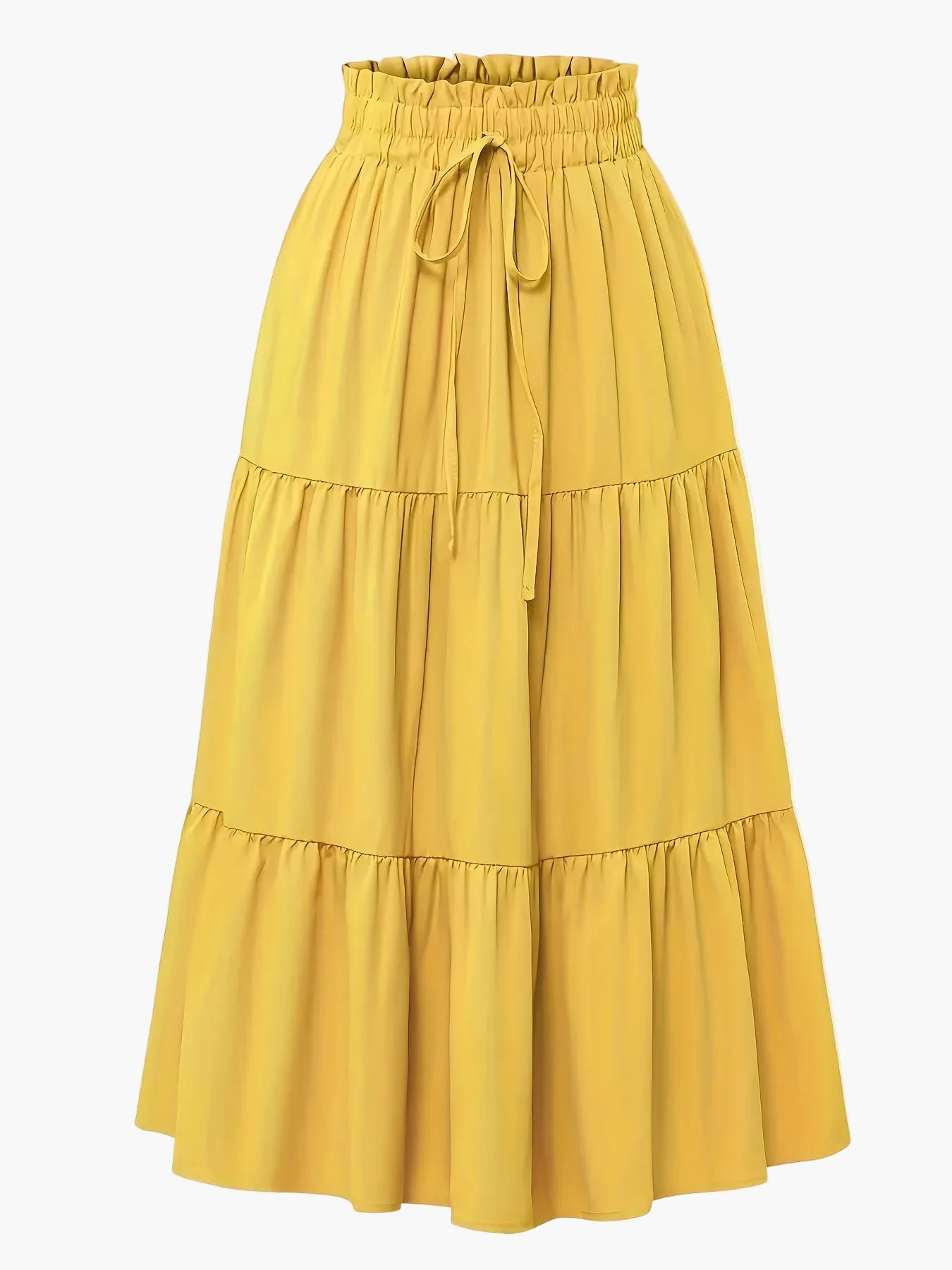 Jupe Longue Femme Élégante Taille Haute à Volants, Style Printemps Été, Idéale pour Loisirs et Sorties - Image 8