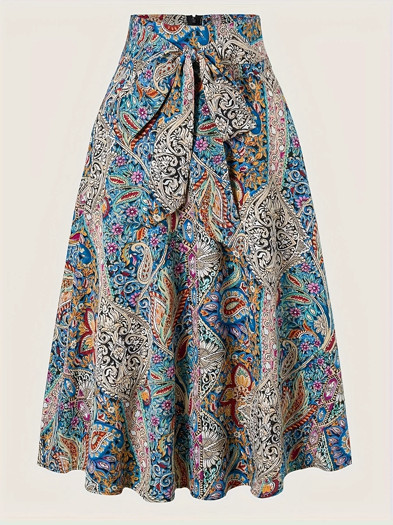 Jupe longue femme style bohème chic imprimé paisley – Élégante et fluide pour le printemps-été - Image 2