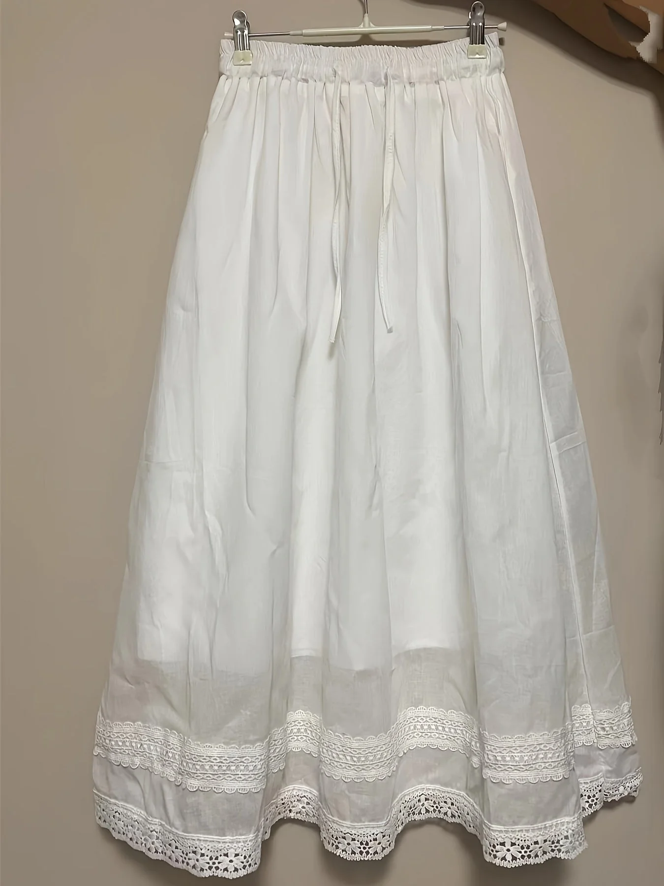 Jupe longue femme style bohème avec dentelle, élégante et fluide pour l'été - Image 5