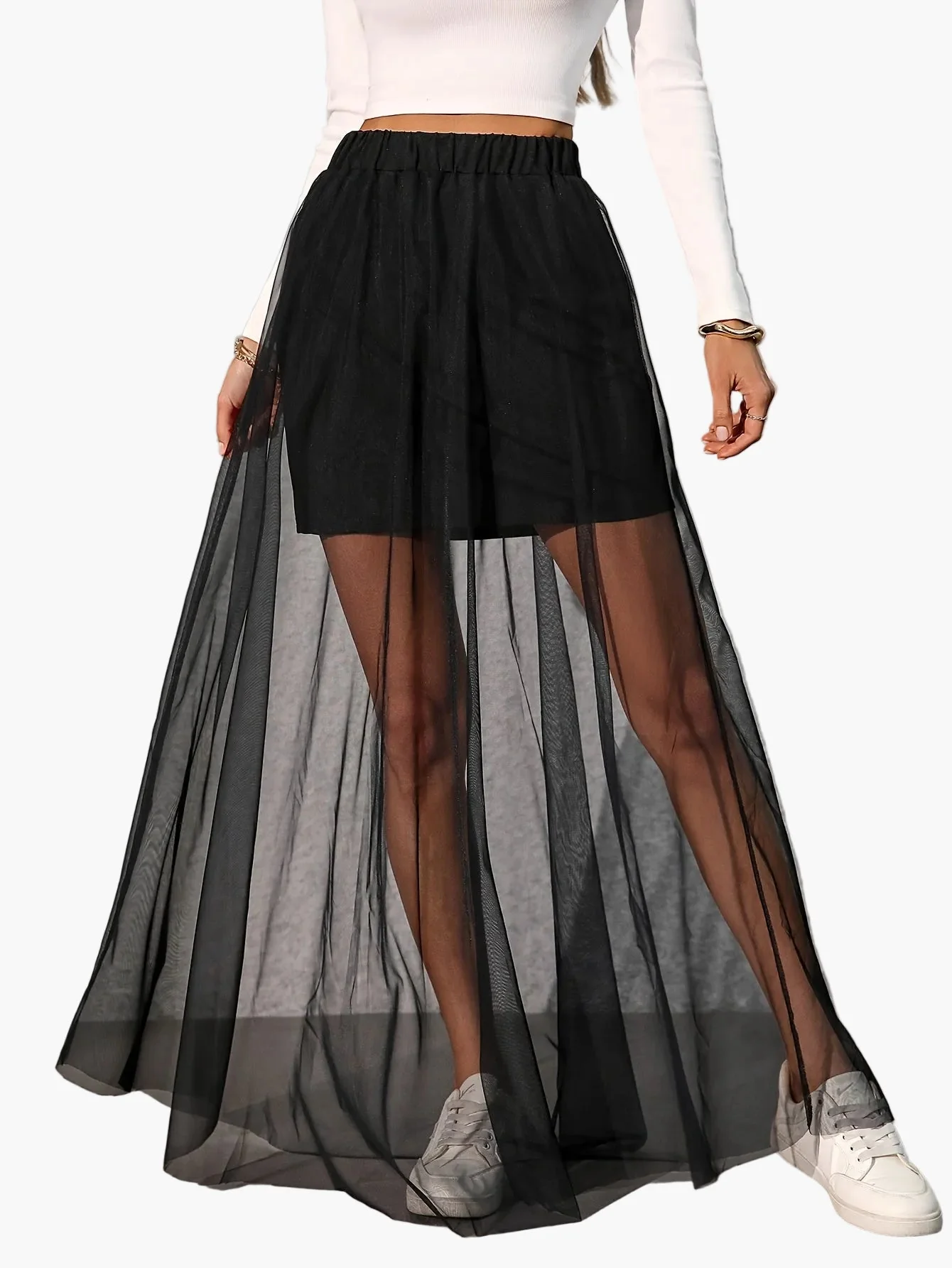 Jupe longue fluide transparente style vacances femme - Image 7