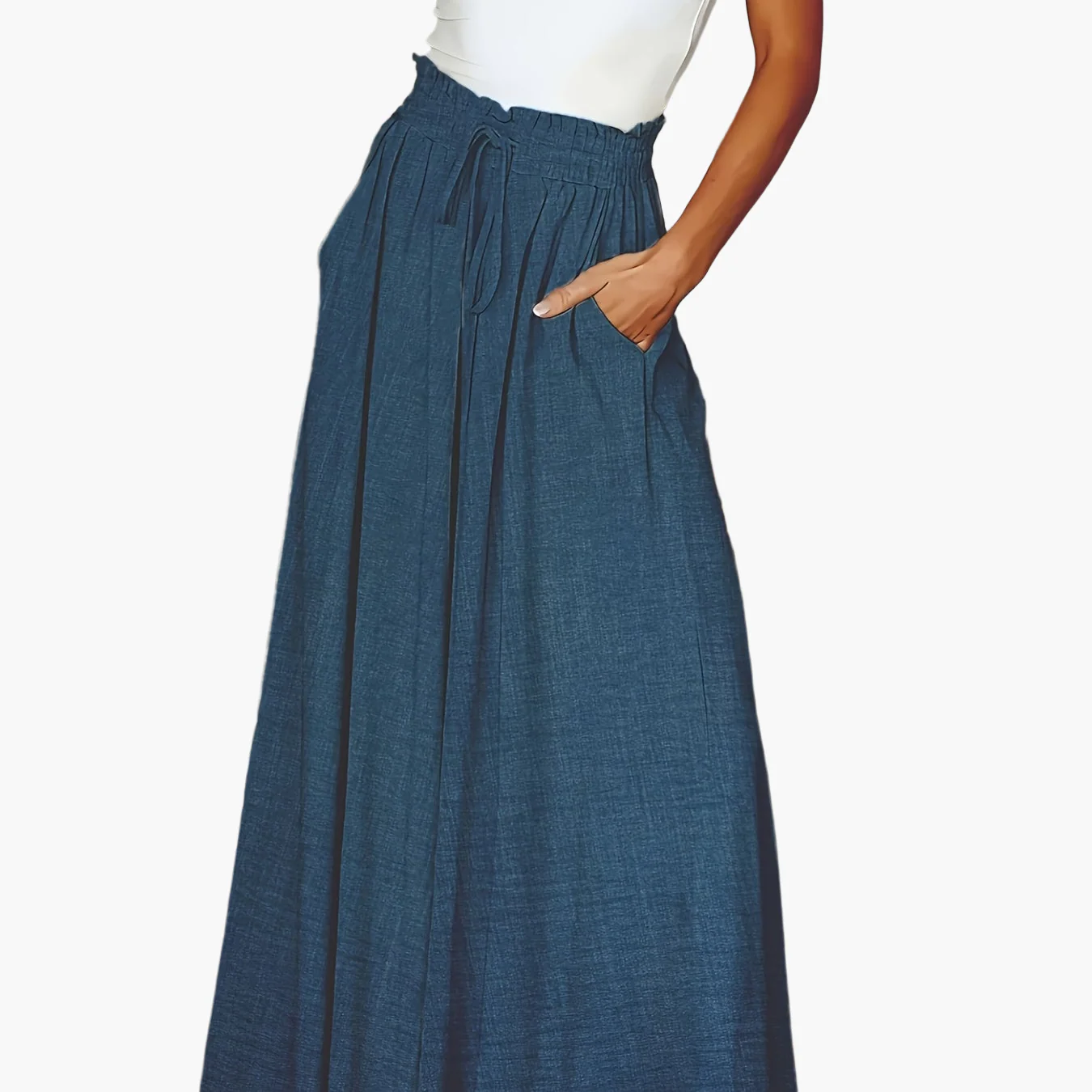 Jupe longue large taille haute avec poches pour femme – Style décontracté chic printemps/été - Image 14