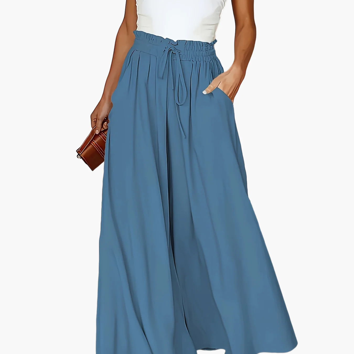 Jupe longue large taille haute avec poches pour femme – Style décontracté chic printemps/été - Image 15