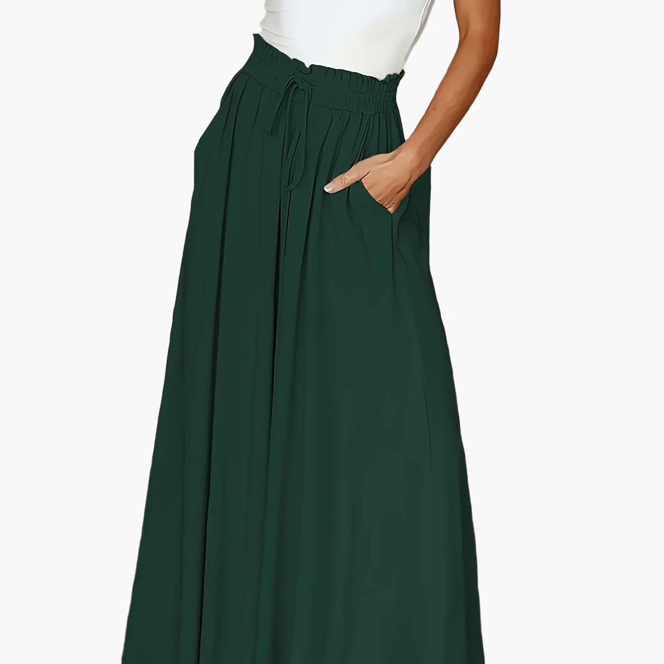 Jupe longue large taille haute avec poches pour femme – Style décontracté chic printemps/été - Image 16