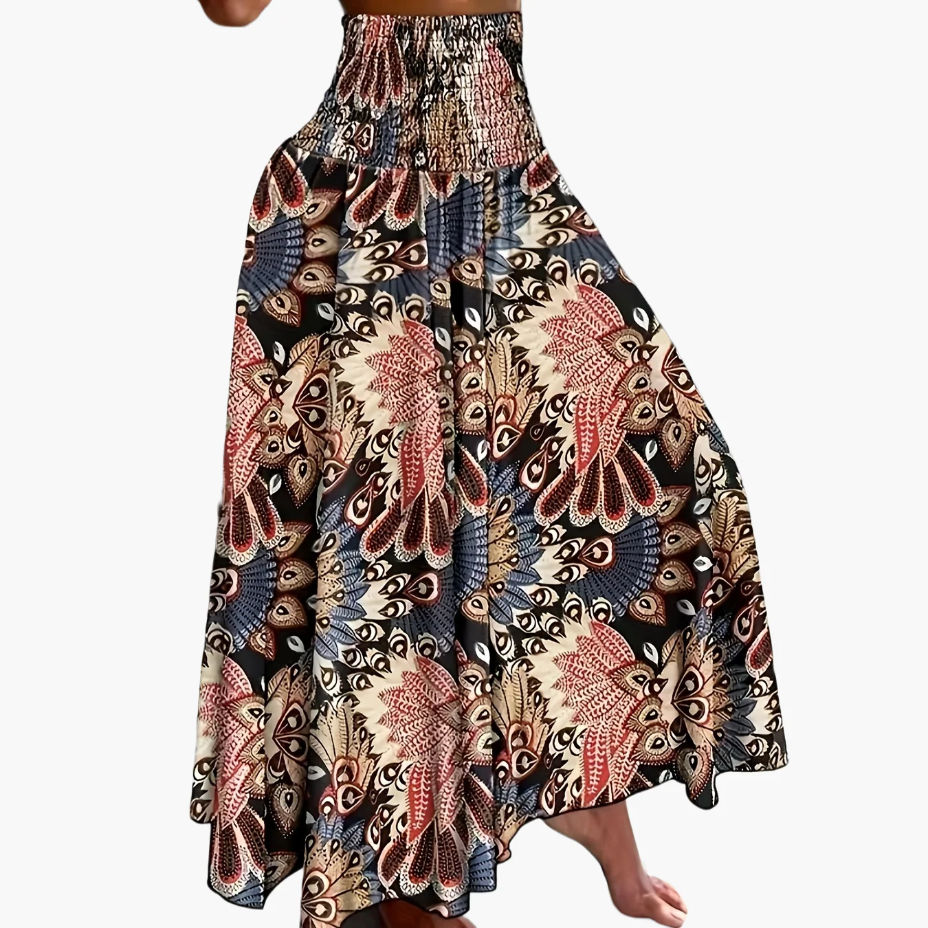 Jupe longue taille haute bohème femme à motifs tropicaux pour l'été - Image 11