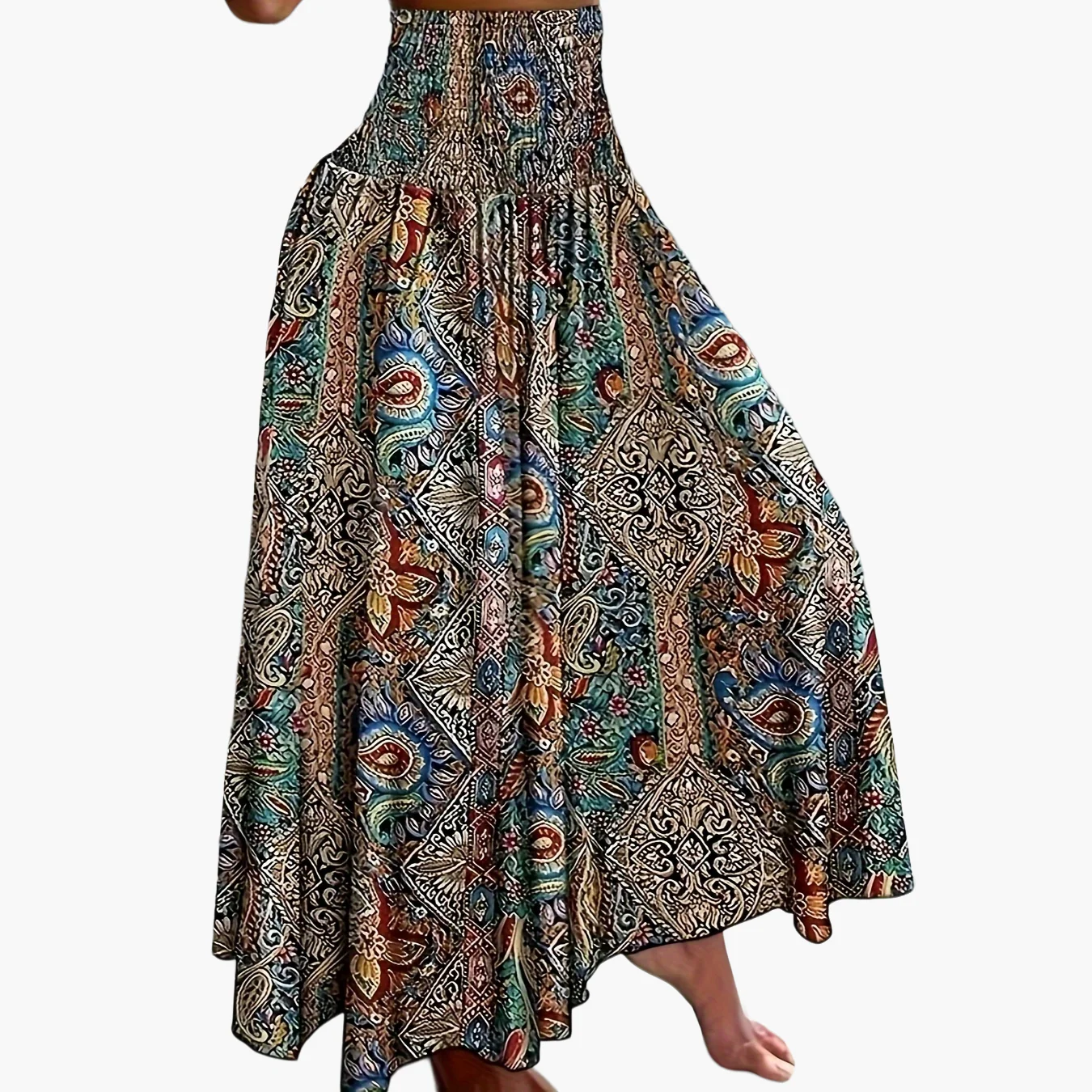 Jupe longue taille haute bohème femme à motifs tropicaux pour l'été - Image 12