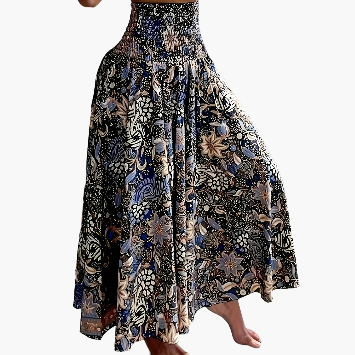 Jupe longue taille haute bohème femme à motifs tropicaux pour l'été - Image 15