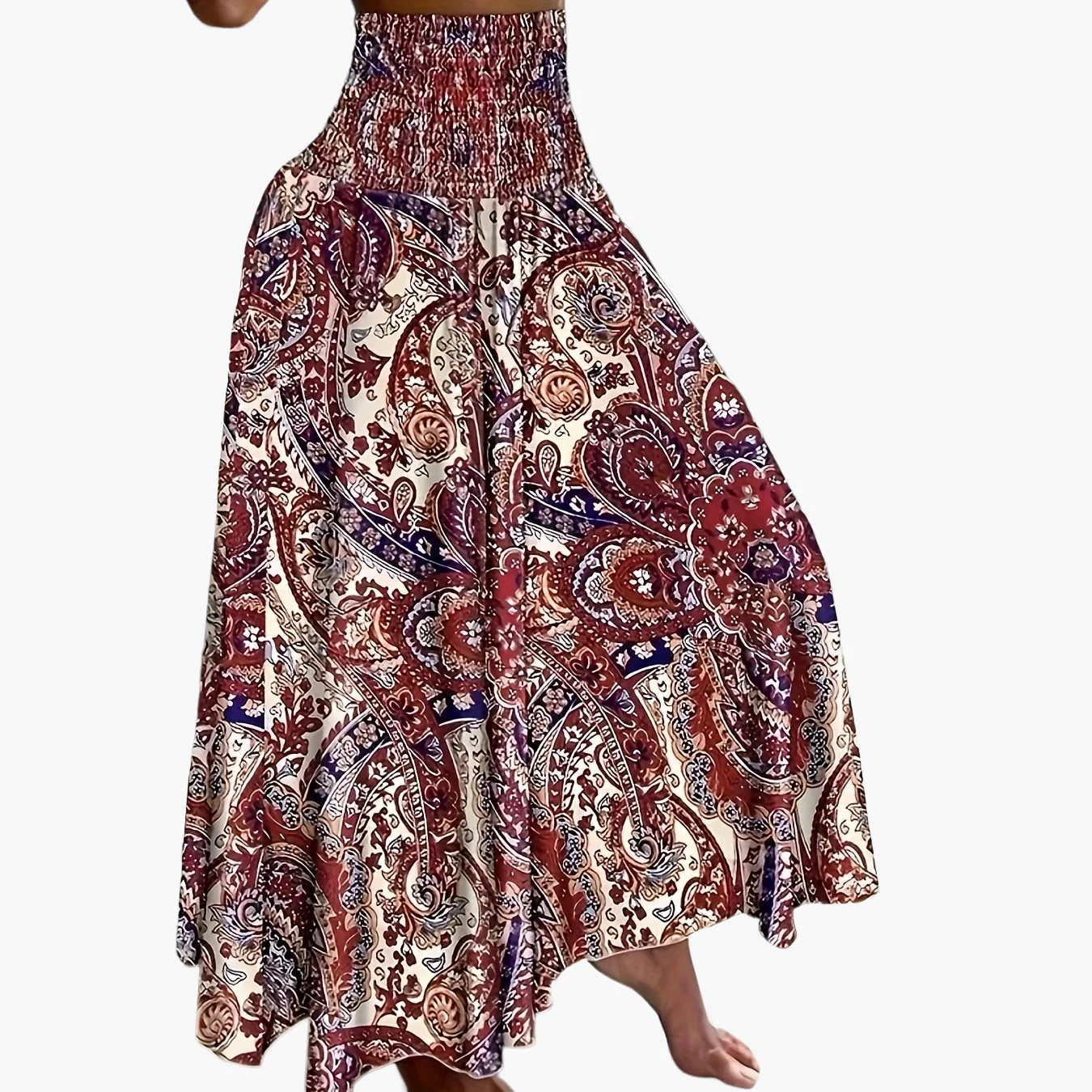 Jupe longue taille haute bohème femme à motifs tropicaux pour l'été - Image 16