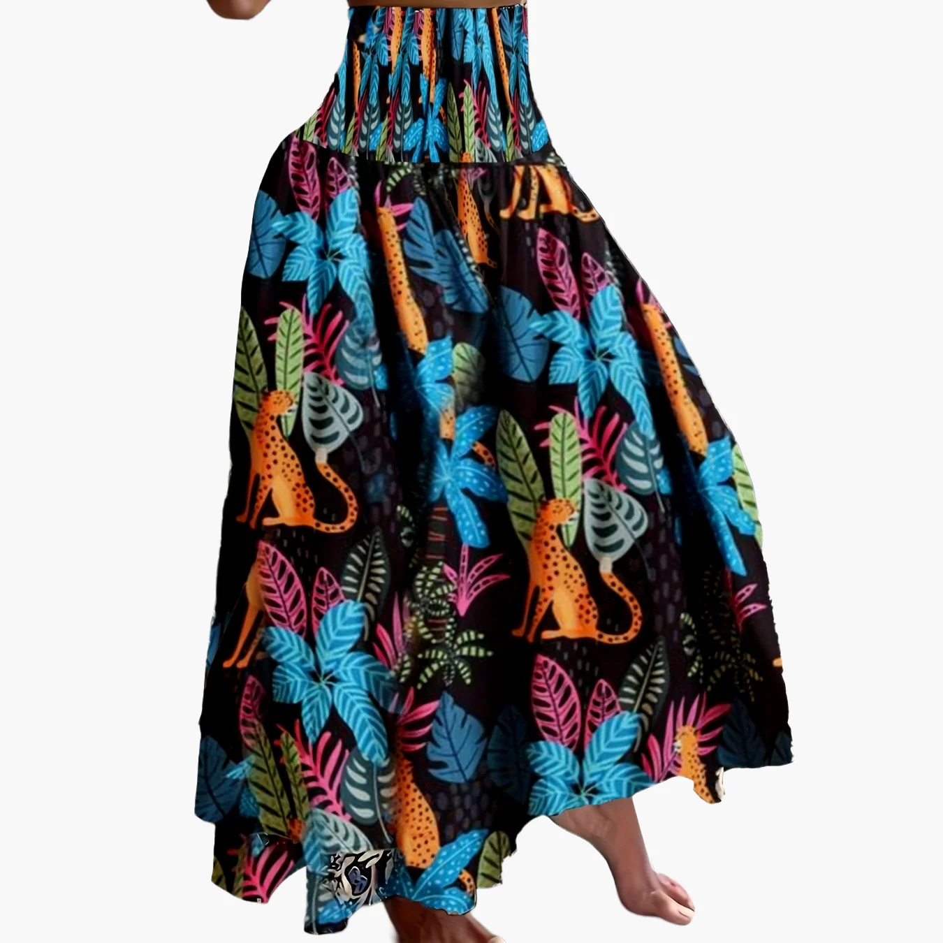 Jupe longue taille haute bohème femme à motifs tropicaux pour l'été - Image 17