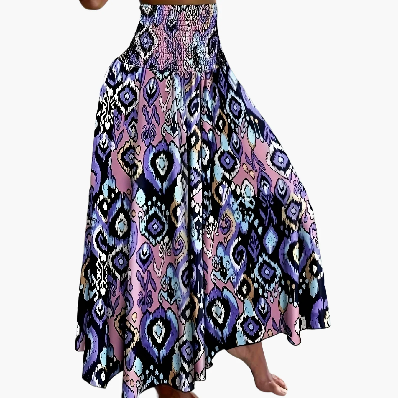 Jupe longue taille haute bohème femme à motifs tropicaux pour l'été - Image 18
