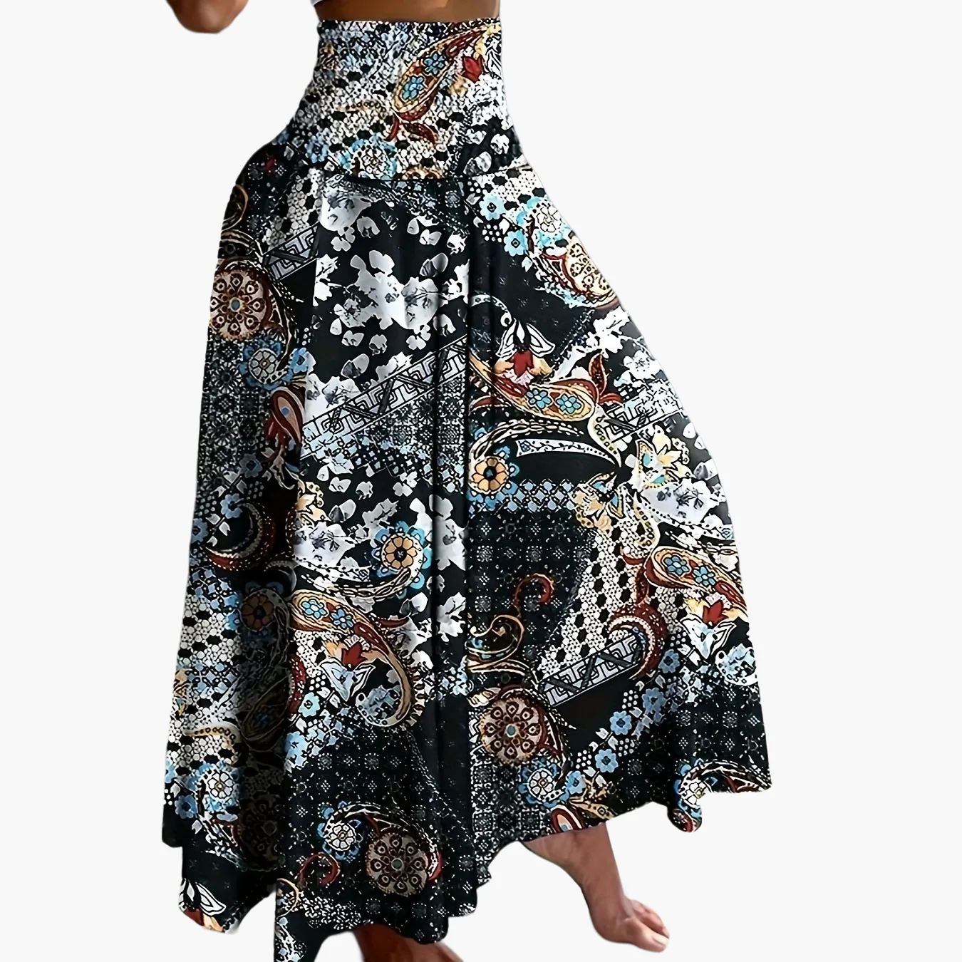 Jupe longue taille haute bohème femme à motifs tropicaux pour l'été - Image 19