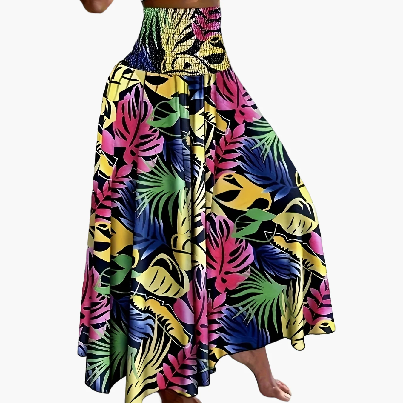 Jupe longue taille haute bohème femme à motifs tropicaux pour l'été - Image 20