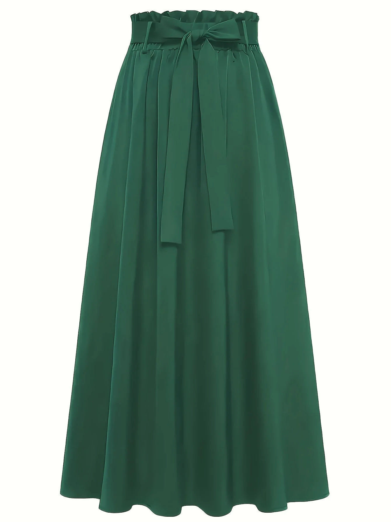 Jupe longue taille haute style paperbag femme élégante et décontractée - Image 2
