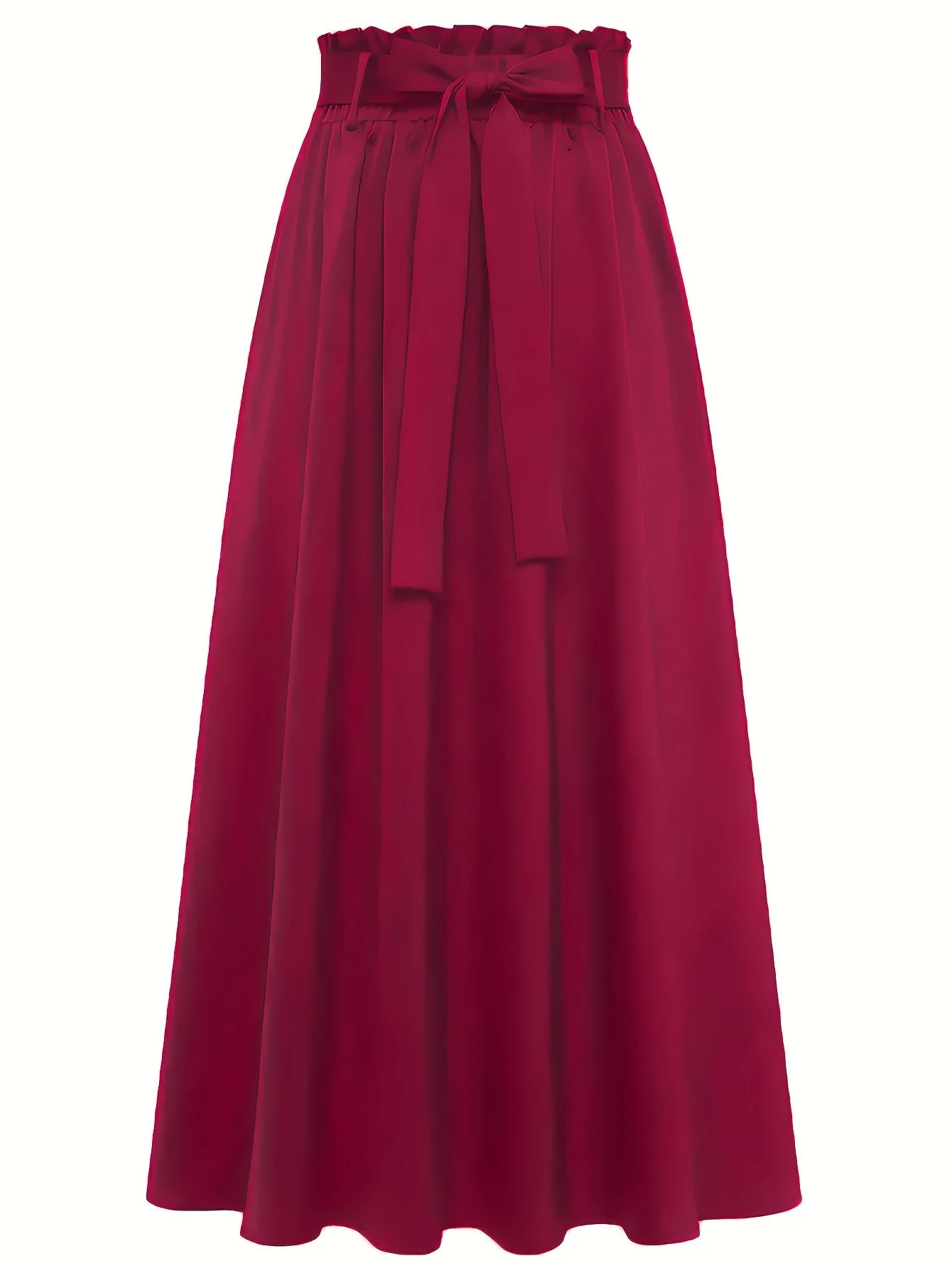 Jupe longue taille haute style paperbag femme élégante et décontractée - Image 3