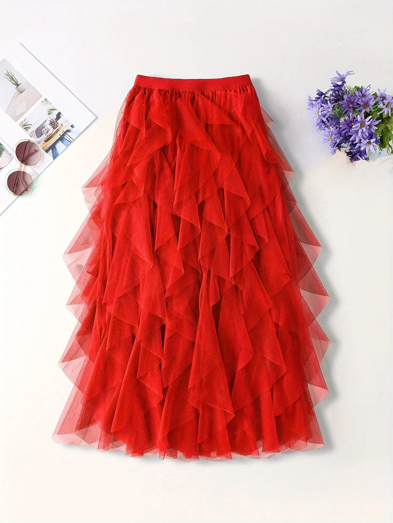 Jupe longue à volants style bohème pour femme, élégante et tendance, idéale pour occasions spéciales et looks romantiques - Image 2