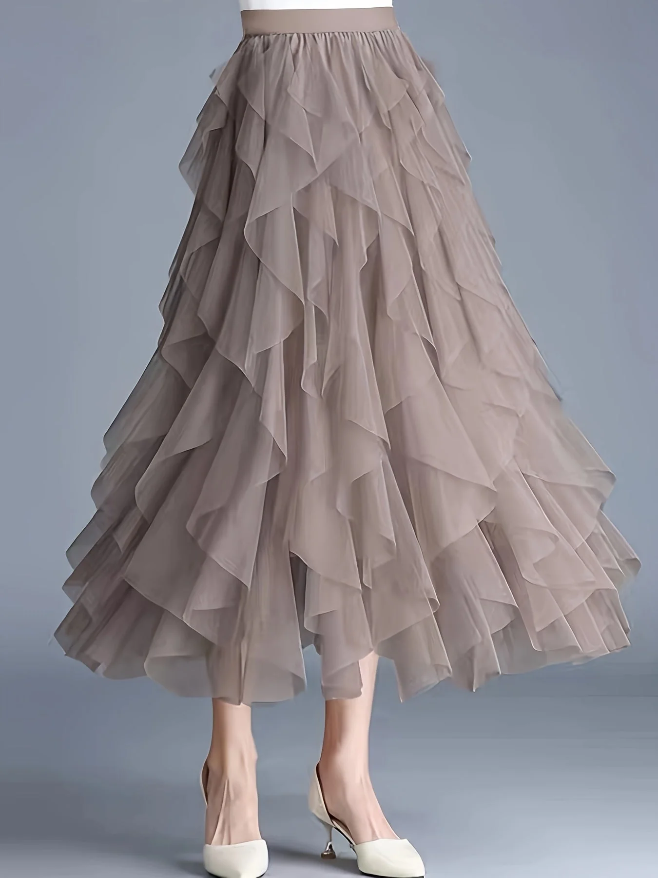 Jupe longue à volants style bohème pour femme, élégante et tendance, idéale pour occasions spéciales et looks romantiques - Image 3