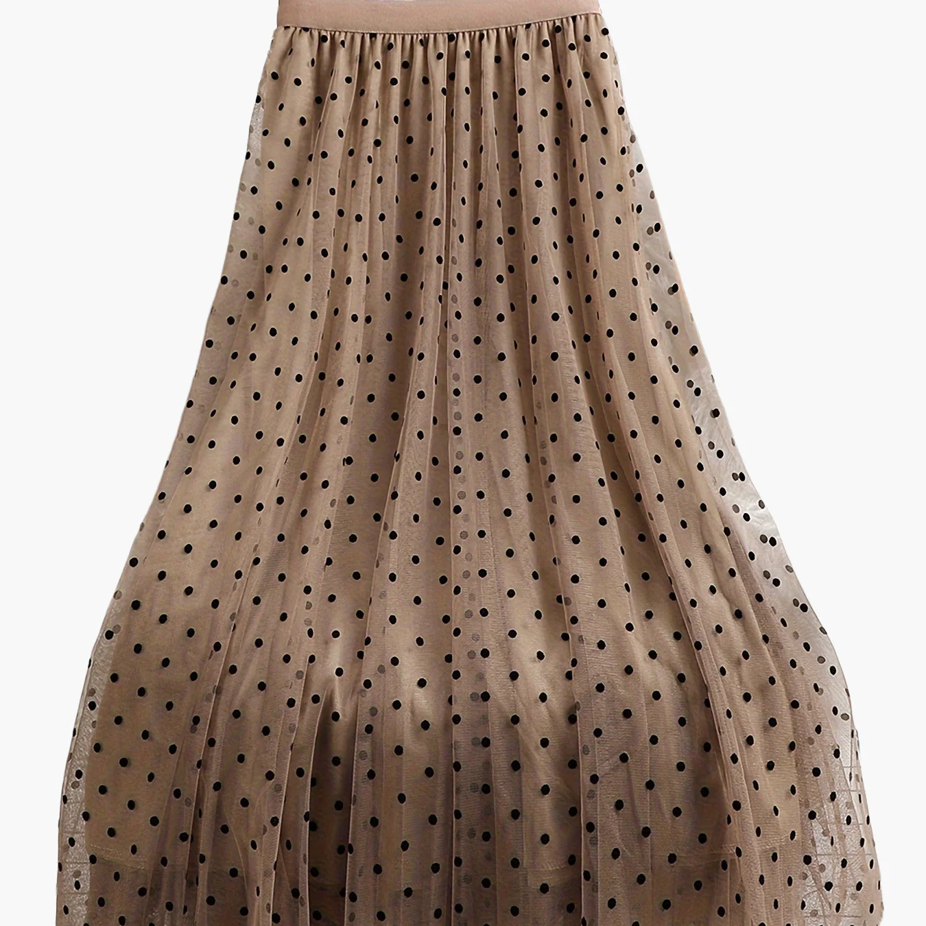Jupe midi élégante à pois pour femme, style évasé chic, idéale pour le printemps et l'été - Image 9